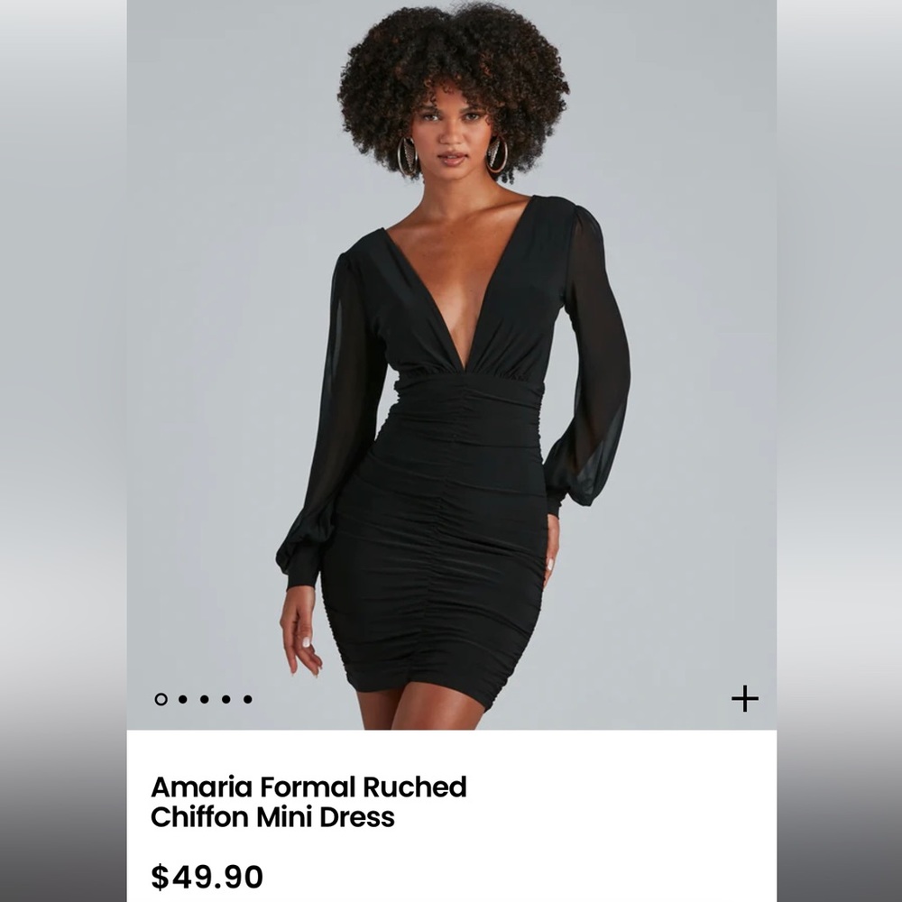 Black Windsor Amari Formal Ruched Chiffon Mini Dress
